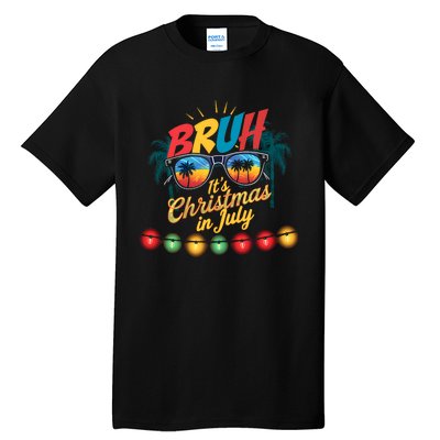 Bruh Santa Claus Sunglasses Beach Christmas In July Tall T-Shirt