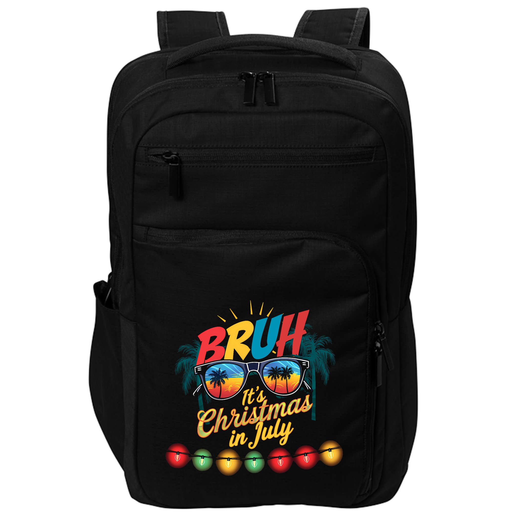 Bruh Santa Claus Sunglasses Beach Christmas In July Impact Tech Backpack