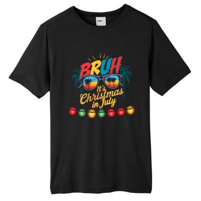 Bruh Santa Claus Sunglasses Beach Christmas In July Tall Fusion ChromaSoft Performance T-Shirt