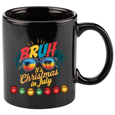 Bruh Santa Claus Sunglasses Beach Christmas In July 11oz C Handle Ceramic Mug