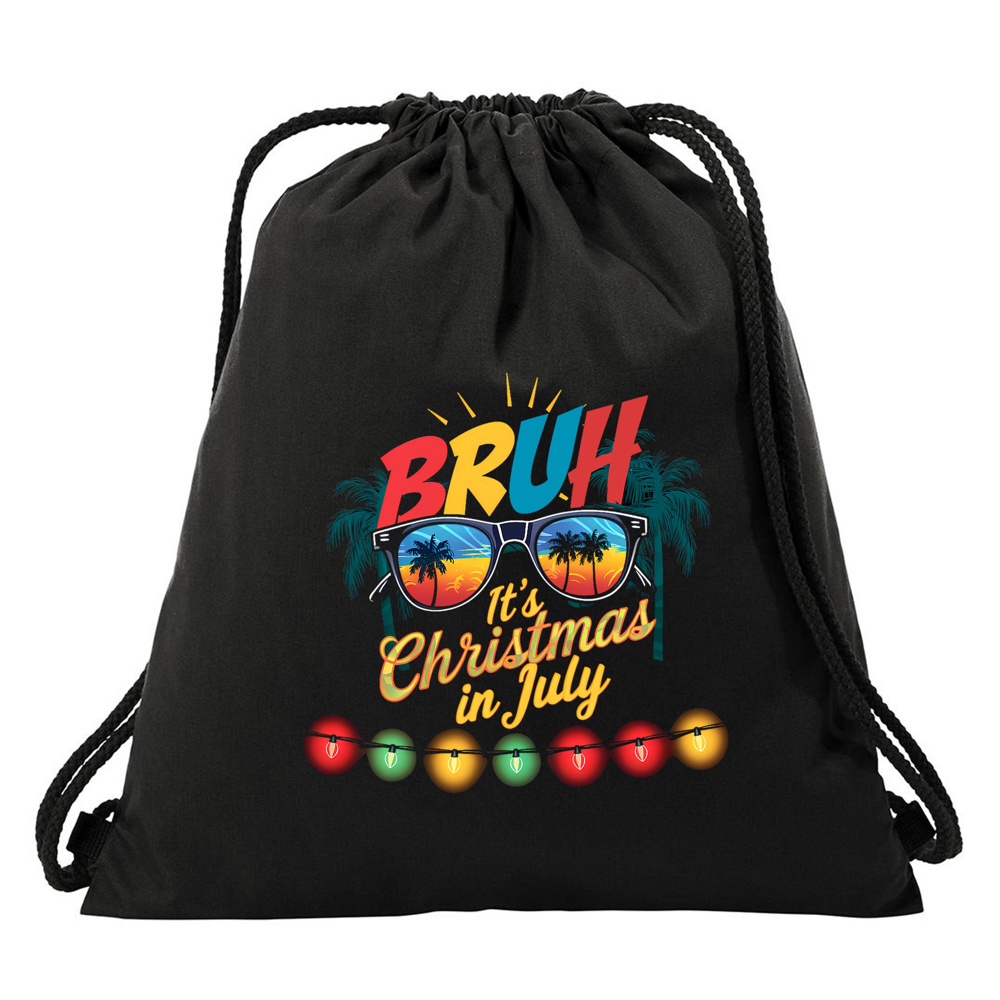 Bruh Santa Claus Sunglasses Beach Christmas In July Drawstring Bag