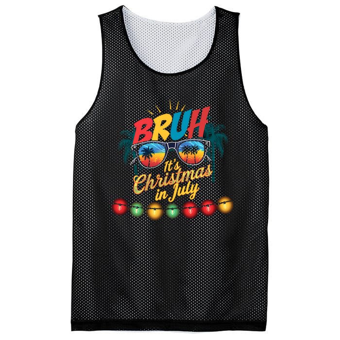 Bruh Santa Claus Sunglasses Beach Christmas In July Mesh Reversible Basketball Jersey Tank