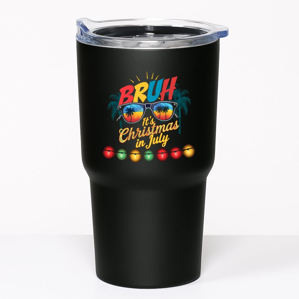 Bruh Santa Claus Sunglasses Beach Christmas In July Tumbler