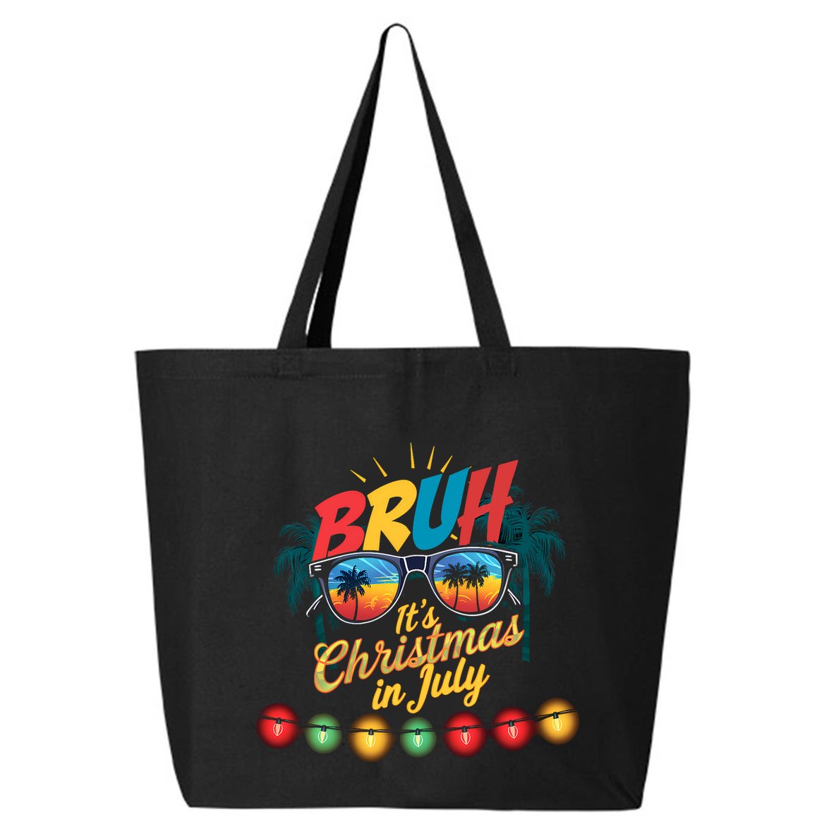 Bruh Santa Claus Sunglasses Beach Christmas In July 25L Jumbo Tote