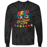 Bruh Santa Claus Sunglasses Beach Christmas In July Tie-Dye Long Sleeve Shirt