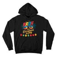 Bruh Santa Claus Sunglasses Beach Christmas In July Tall Hoodie