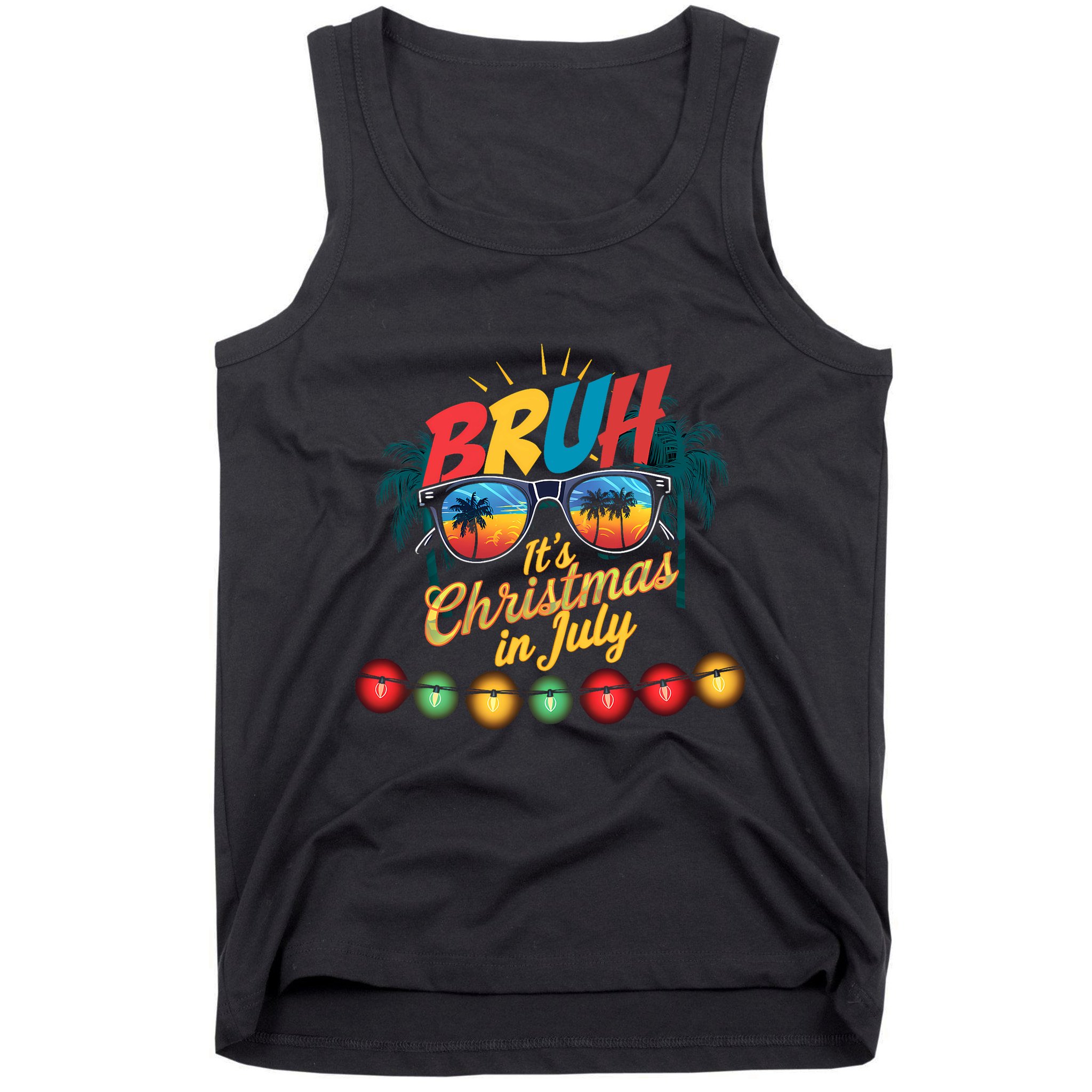 Bruh Santa Claus Sunglasses Beach Christmas In July Tank Top