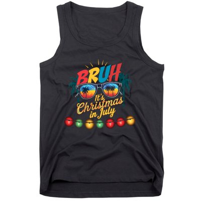 Bruh Santa Claus Sunglasses Beach Christmas In July Tank Top