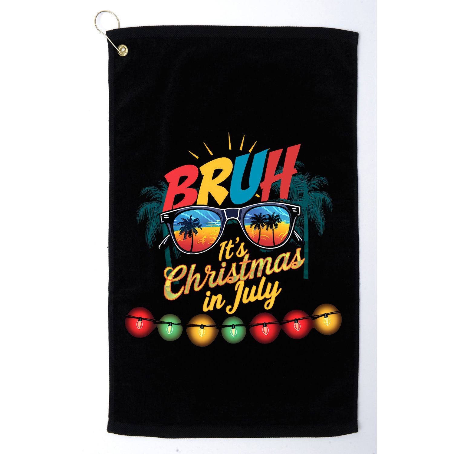 Bruh Santa Claus Sunglasses Beach Christmas In July Golf Towel