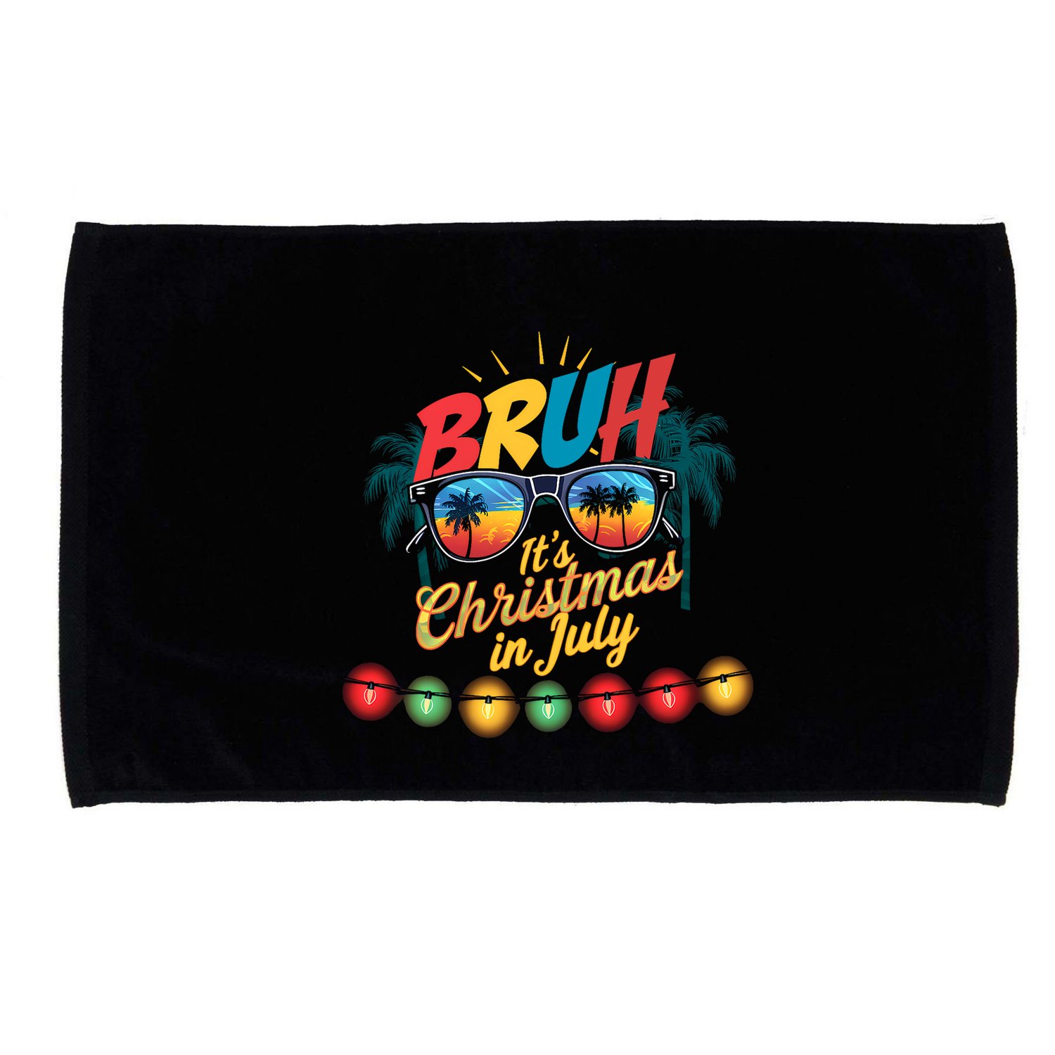 Bruh Santa Claus Sunglasses Beach Christmas In July Microfiber Hand Towel