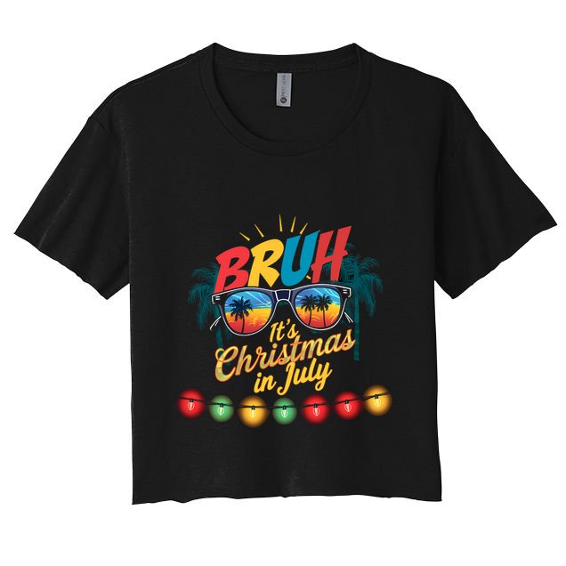 Bruh Santa Claus Sunglasses Beach Christmas In July Crop Top