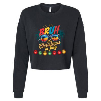 Bruh Santa Claus Sunglasses Beach Christmas In July Cropped Pullover Crew