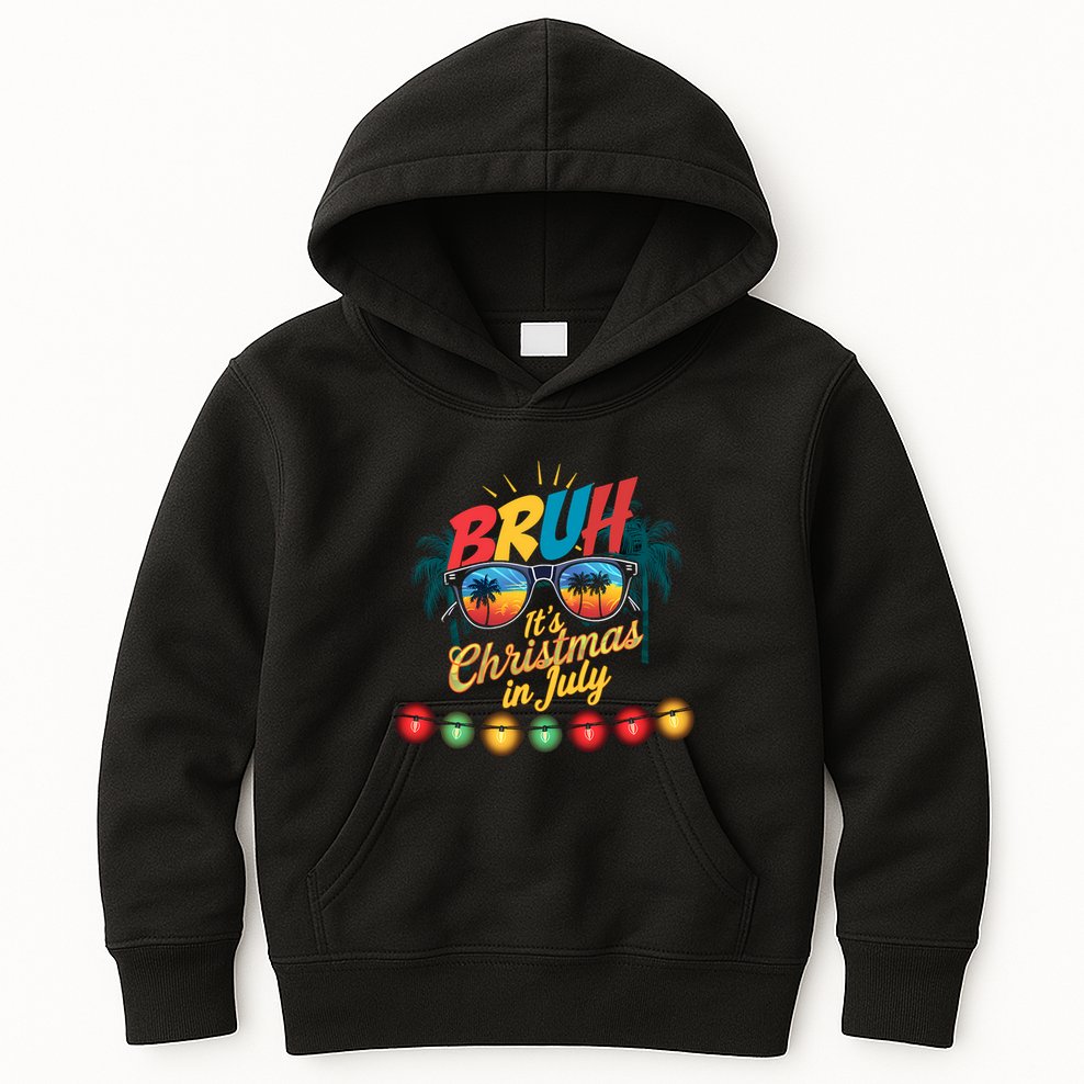 Bruh Santa Claus Sunglasses Beach Christmas In July Kids Hoodie