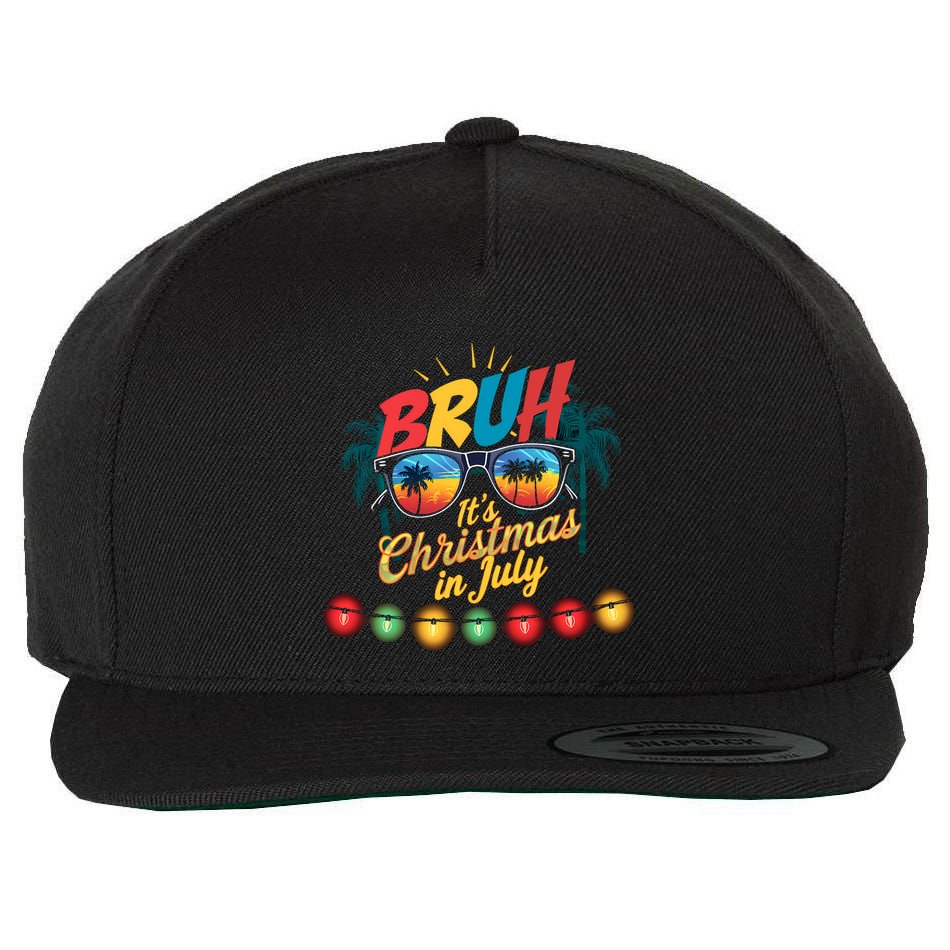 Bruh Santa Claus Sunglasses Beach Christmas In July Wool Snapback Cap