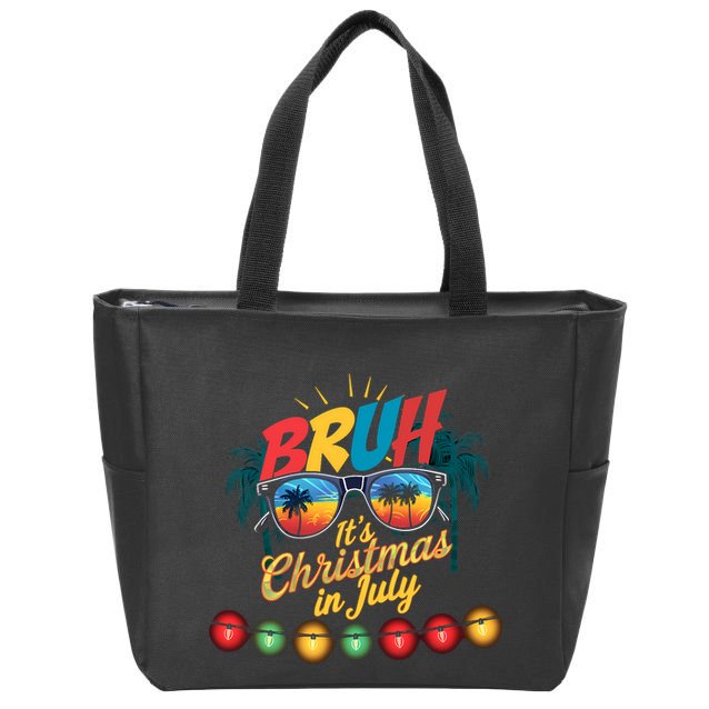 Bruh Santa Claus Sunglasses Beach Christmas In July Zip Tote Bag