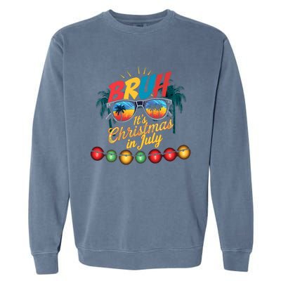 Bruh Santa Claus Sunglasses Beach Christmas In July Garment-Dyed Sweatshirt