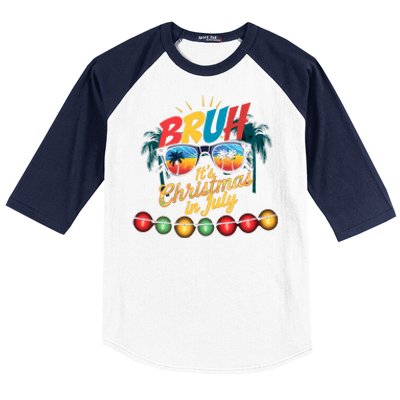 Bruh Santa Claus Sunglasses Beach Christmas In July Baseball Sleeve Shirt