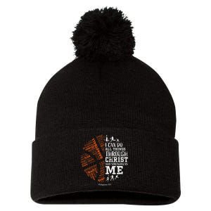 Basketball Sayings Christian Verse Graphic Pom Pom 12in Knit Beanie