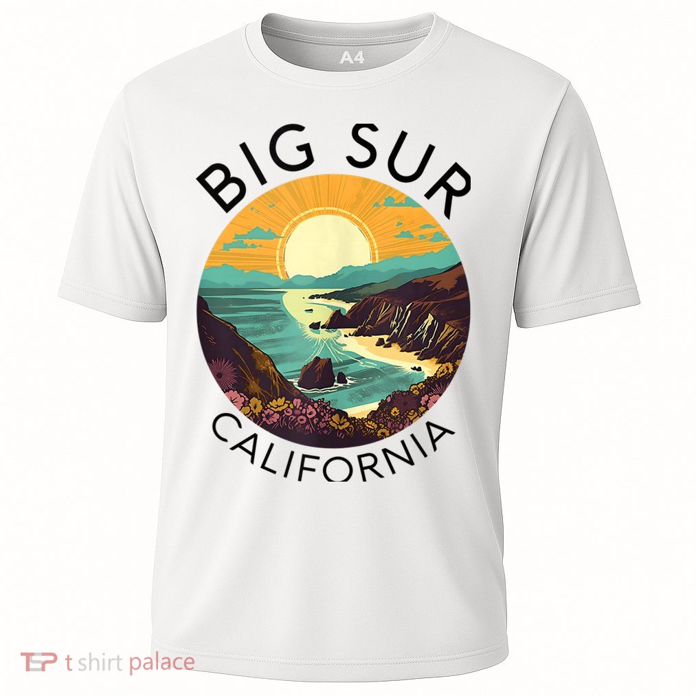 Big Sur California Beach Central Coast Retro Forest Camping Performance Shirt
