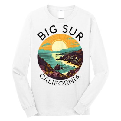 Big Sur California Beach Central Coast Retro Forest Camping Long Sleeve Shirt