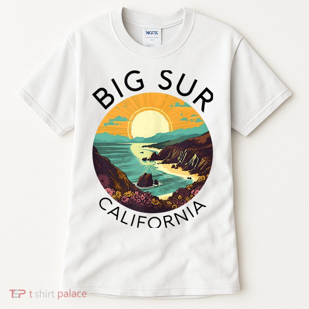 Big Sur California Beach Central Coast Retro Forest Camping Tall T-Shirt