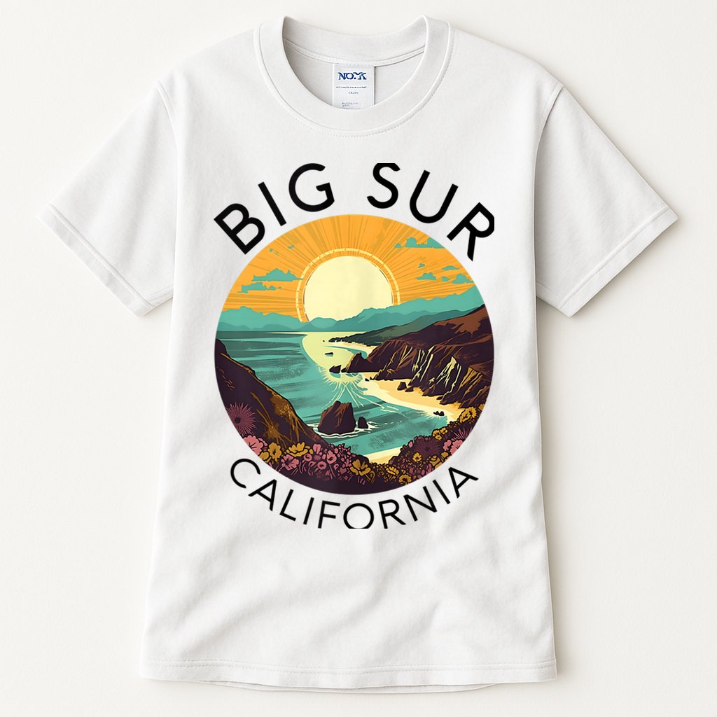 Big Sur California Beach Central Coast Retro Forest Camping Tall T-Shirt