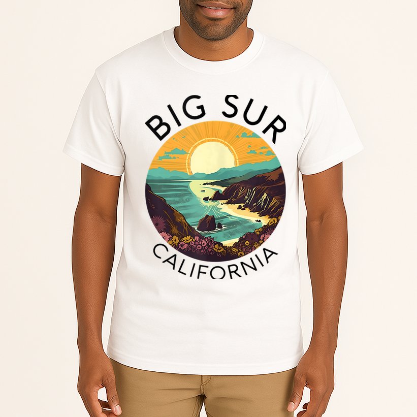 Big Sur California Beach Central Coast Retro Forest Camping Tall T-Shirt