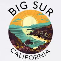 Big Sur California Beach Central Coast Retro Forest Camping Tall T-Shirt