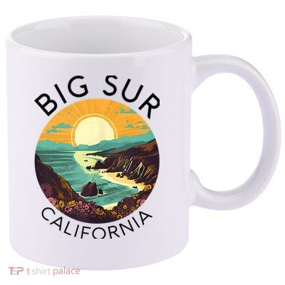 Big Sur California Beach Central Coast Retro Forest Camping 11oz C Handle Ceramic Mug