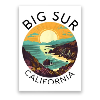 Big Sur California Beach Central Coast Retro Forest Camping Poster