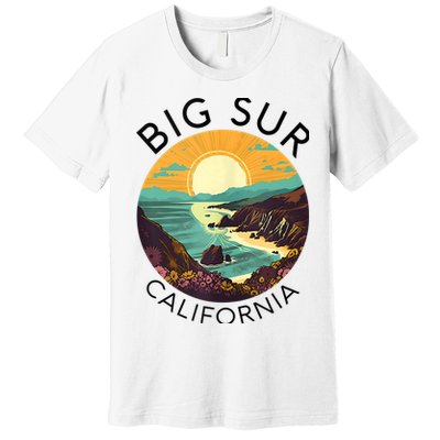 Big Sur California Beach Central Coast Retro Forest Camping Premium T-Shirt