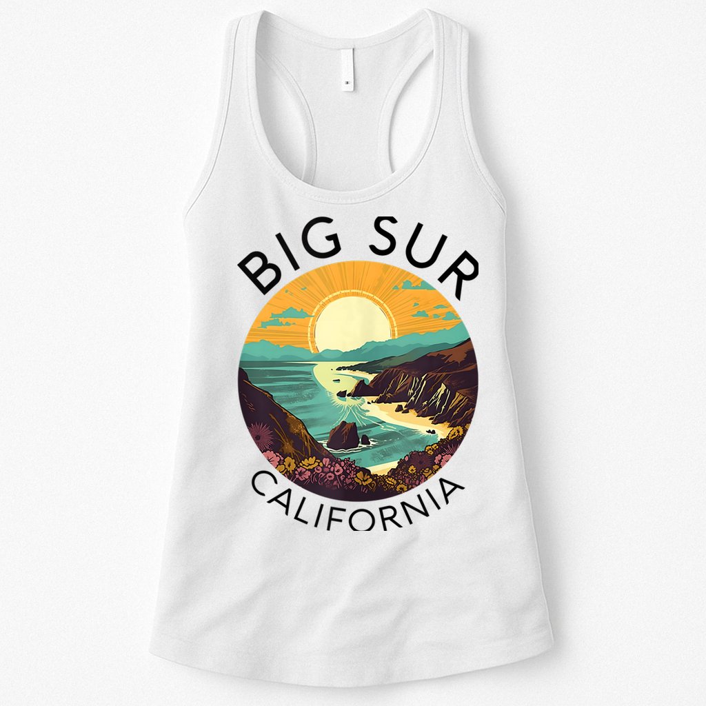 Big Sur California Beach Central Coast Retro Forest Camping Womens Tank Top