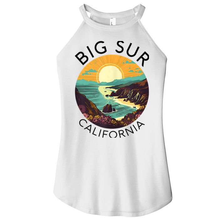 Big Sur California Beach Central Coast Retro Forest Camping Women's Perfect Tri Rocker Tank