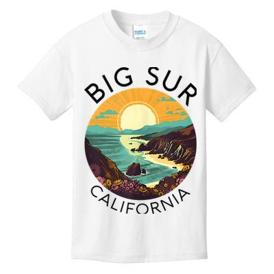 Big Sur California Beach Central Coast Retro Forest Camping Kids T-Shirt
