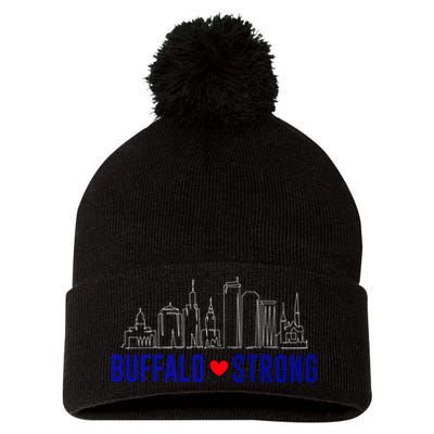Buffalo Strong City Of Good Neighbors Pray For Buffalo Pom Pom 12in Knit Beanie