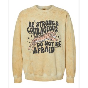 Be Strong Courageous Tiger Christian Religious Colorblast Crewneck Sweatshirt