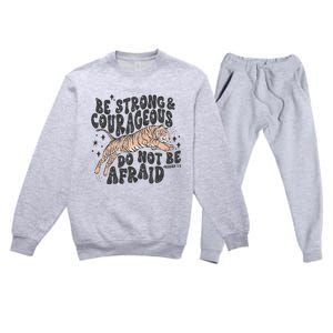 Be Strong Courageous Tiger Christian Religious Premium Crewneck Sweatsuit Set