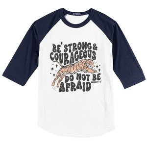 Be Strong Courageous Tiger Christian Religious Baseball Sleeve Shirt