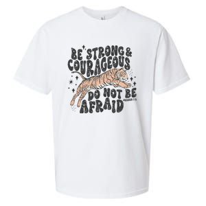 Be Strong Courageous Tiger Christian Religious Sueded Cloud Jersey T-Shirt