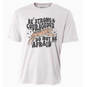 Be Strong Courageous Tiger Christian Religious Cooling Performance Crew T-Shirt