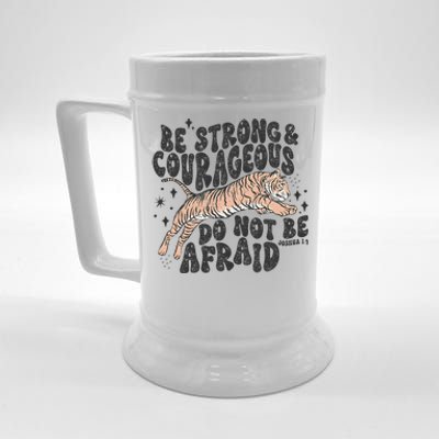 Be Strong Courageous Tiger Christian Religious Beer Stein