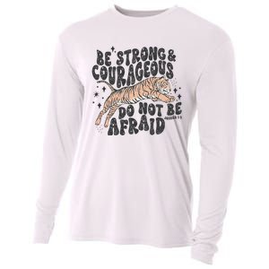 Be Strong Courageous Tiger Christian Religious Cooling Performance Long Sleeve Crew