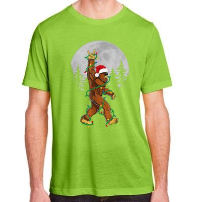 Bigfoot Santa Christmas Tree Lights Funny Xmas Sasquatch Adult ChromaSoft Performance T-Shirt