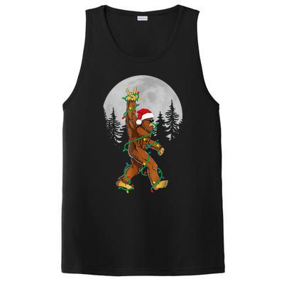 Bigfoot Santa Christmas Tree Lights Funny Xmas Sasquatch PosiCharge Competitor Tank