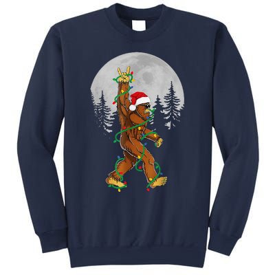 Bigfoot Santa Christmas Tree Lights Funny Xmas Sasquatch Sweatshirt