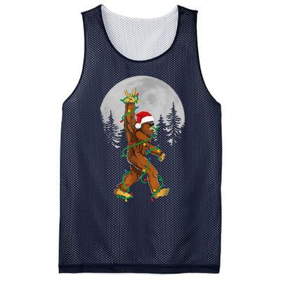 Bigfoot Santa Christmas Tree Lights Funny Xmas Sasquatch Mesh Reversible Basketball Jersey Tank