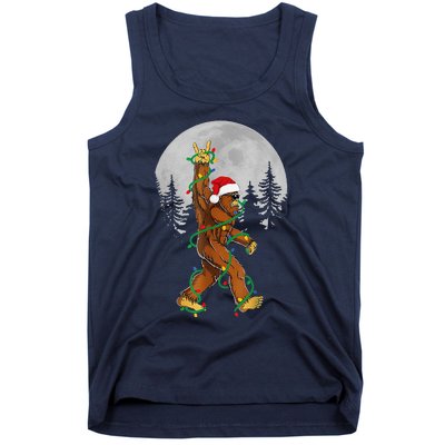 Bigfoot Santa Christmas Tree Lights Funny Xmas Sasquatch Tank Top