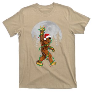 Bigfoot Santa Christmas Tree Lights Funny Xmas Sasquatch T-Shirt