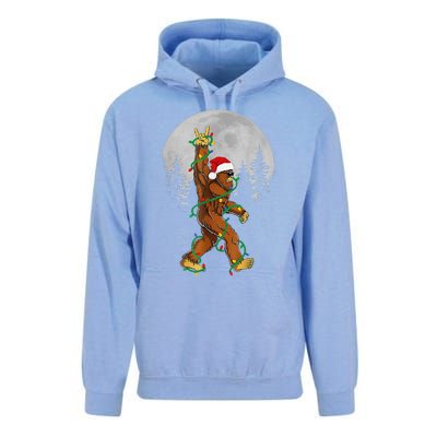 Bigfoot Santa Christmas Tree Lights Funny Xmas Sasquatch Unisex Surf Hoodie