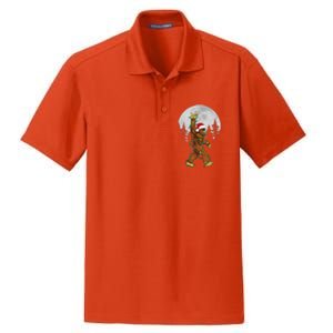 Bigfoot Santa Christmas Tree Lights Funny Xmas Sasquatch Dry Zone Grid Polo